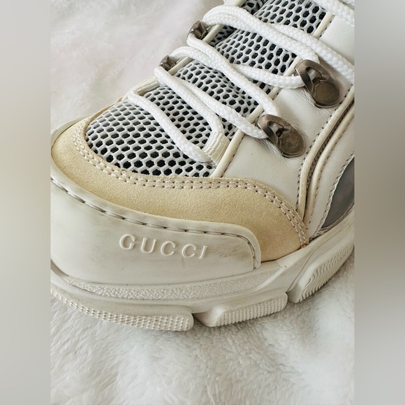 GUCCI Flashtrek Mesh Calfskin Suede Women’s Flashtrek Chunky Sneakers Size 38 - Picture 8 of 13